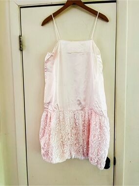 VTG Zum Zum Pink Babydoll Lacy Fairycore Frilly Romantic Party Drop Waist Dress